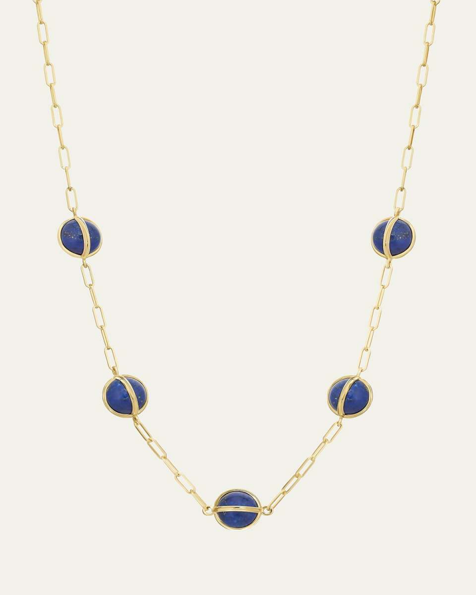 Celeste 18k Gold Lapis Paperclip Chain Necklace